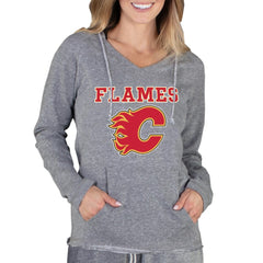 Calgary Flames Concepts Sport Women's Mainstream Terry Tri-Blend Long Sleeve Hooded Top - Gray Tops