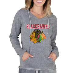 Chicago Blackhawks Concepts Sport Women's Mainstream Terry Tri-Blend Long Sleeve Hooded Top - Gray Tops