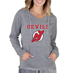New Jersey Devils Concepts Sport Women's Mainstream Terry Tri-Blend Long Sleeve Hooded Top - Gray Jerseys