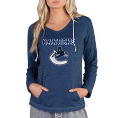 Vancouver Canucks Concepts Sport Women's Mainstream Terry Tri-Blend Long Sleeve Hooded Top - Navy Tops