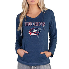 Columbus Blue Jackets Concepts Sport Women's Mainstream Terry Tri-Blend Long Sleeve Hooded Top - Navy Jackets