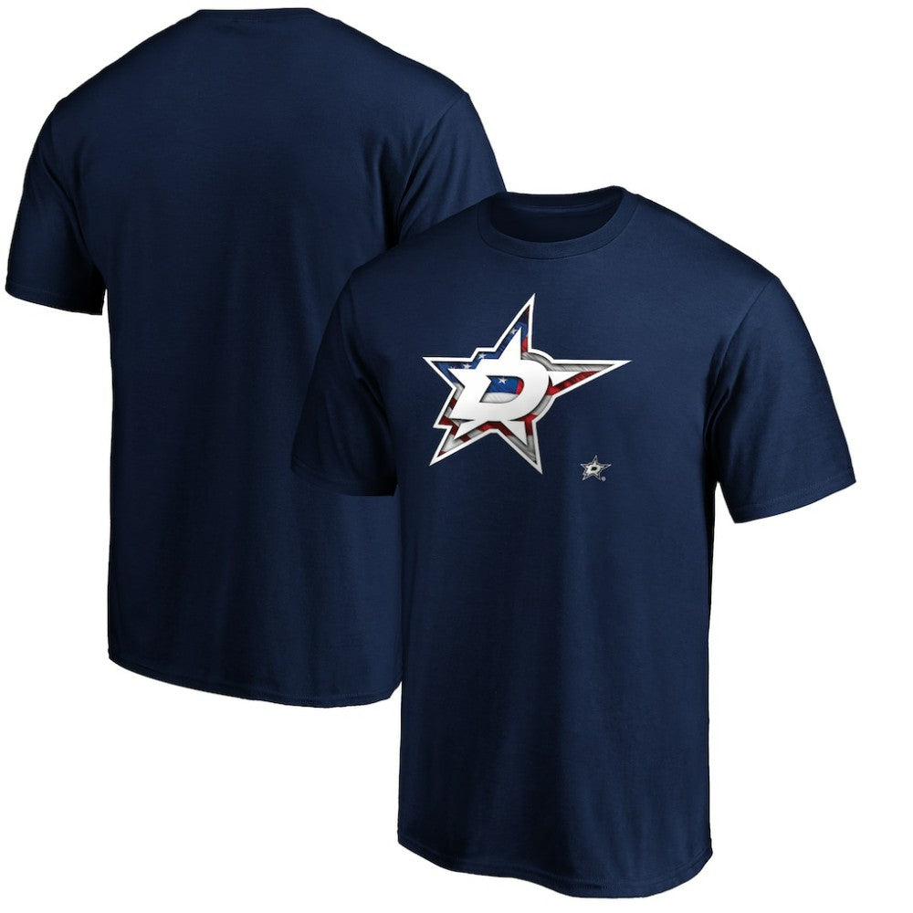 Dallas Stars Banner Wave Logo T-Shirt - Navy T-shirts