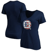 Boston Bruins Women's Banner Wave Logo V-Neck T-Shirt T-Shirt - Navy T-shirts