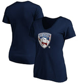 Florida Panthers Women's Banner Wave Logo V-Neck T-Shirt T-Shirt - Navy T-shirts