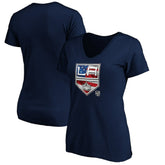 Los Angeles Kings Women's Banner Wave Logo V-Neck T-Shirt T-Shirt - Navy T-shirts