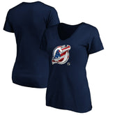 New Jersey Devils Women's Banner Wave Logo V-Neck T-Shirt T-Shirt - Navy T-shirts