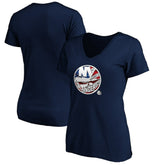 New York Islanders Women's Banner Wave Logo V-Neck T-Shirt T-Shirt - Navy T-shirts