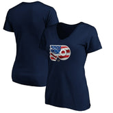 Philadelphia Flyers Women's Banner Wave Logo V-Neck T-Shirt T-Shirt - Navy T-shirts