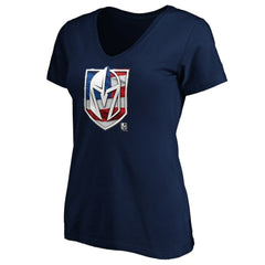Vegas Golden Knights Women's Banner Wave Logo V-Neck T-Shirt T-Shirt - Navy T-shirts