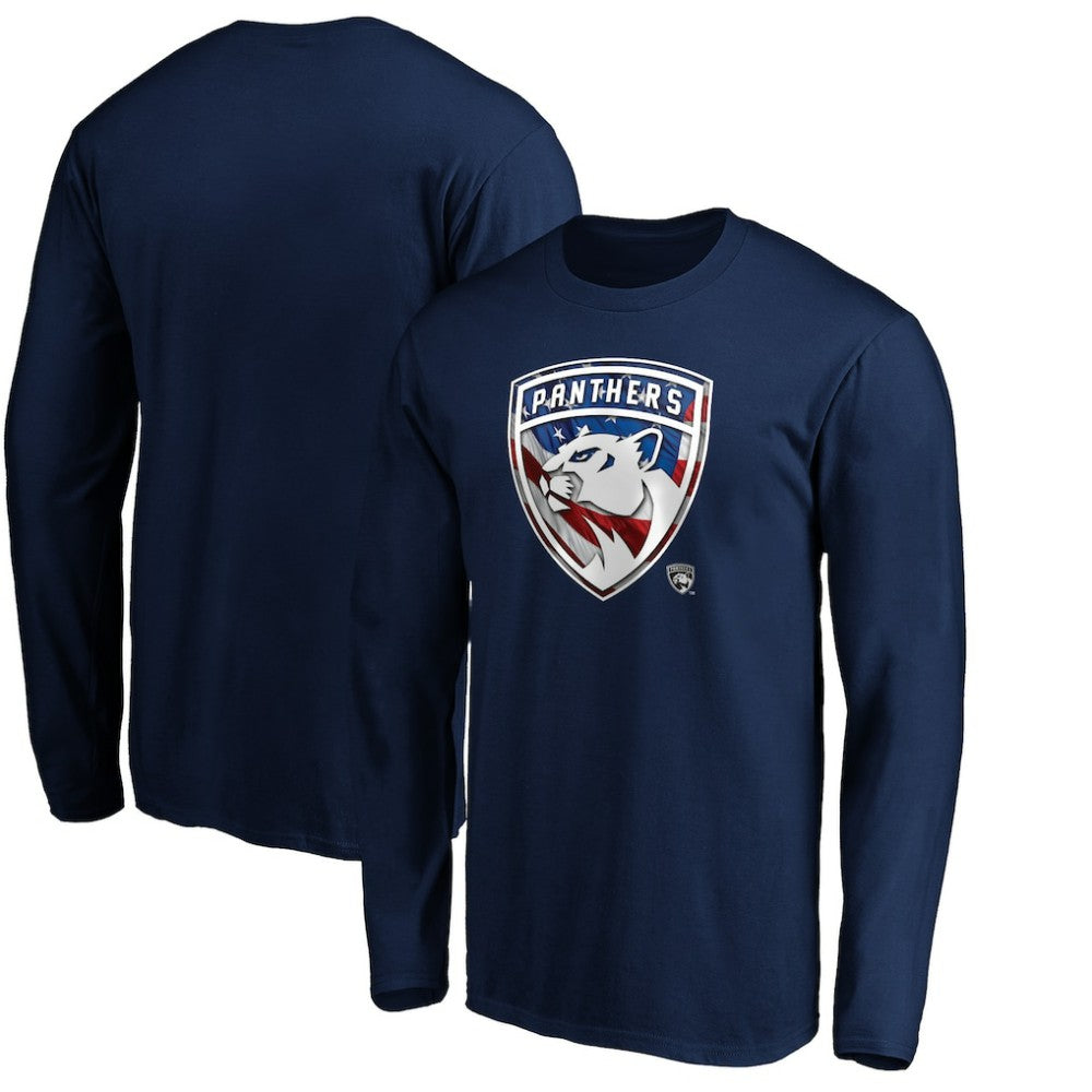 Florida Panthers Banner Wave Logo Long Sleeve T-Shirt - Navy T-shirts