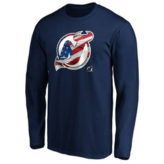 New Jersey Devils Banner Wave Logo Long Sleeve T-Shirt - Navy T-shirts