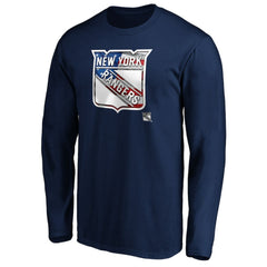 New York Rangers Banner Wave Logo Long Sleeve T-Shirt - Navy T-shirts