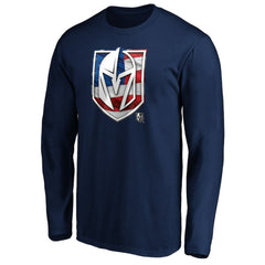 Vegas Golden Knights Banner Wave Logo Long Sleeve T-Shirt - Navy T-shirts
