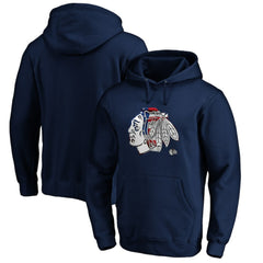 Chicago Blackhawks Banner Wave Logo Pullover Hoodie - Navy Hoodies