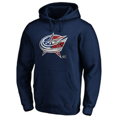 Columbus Blue Jackets Banner Wave Logo Pullover Hoodie - Navy Hoodies