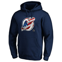 New Jersey Devils Banner Wave Logo Pullover Hoodie - Navy Jerseys