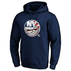 New York Islanders Banner Wave Logo Pullover Hoodie - Navy Hoodies