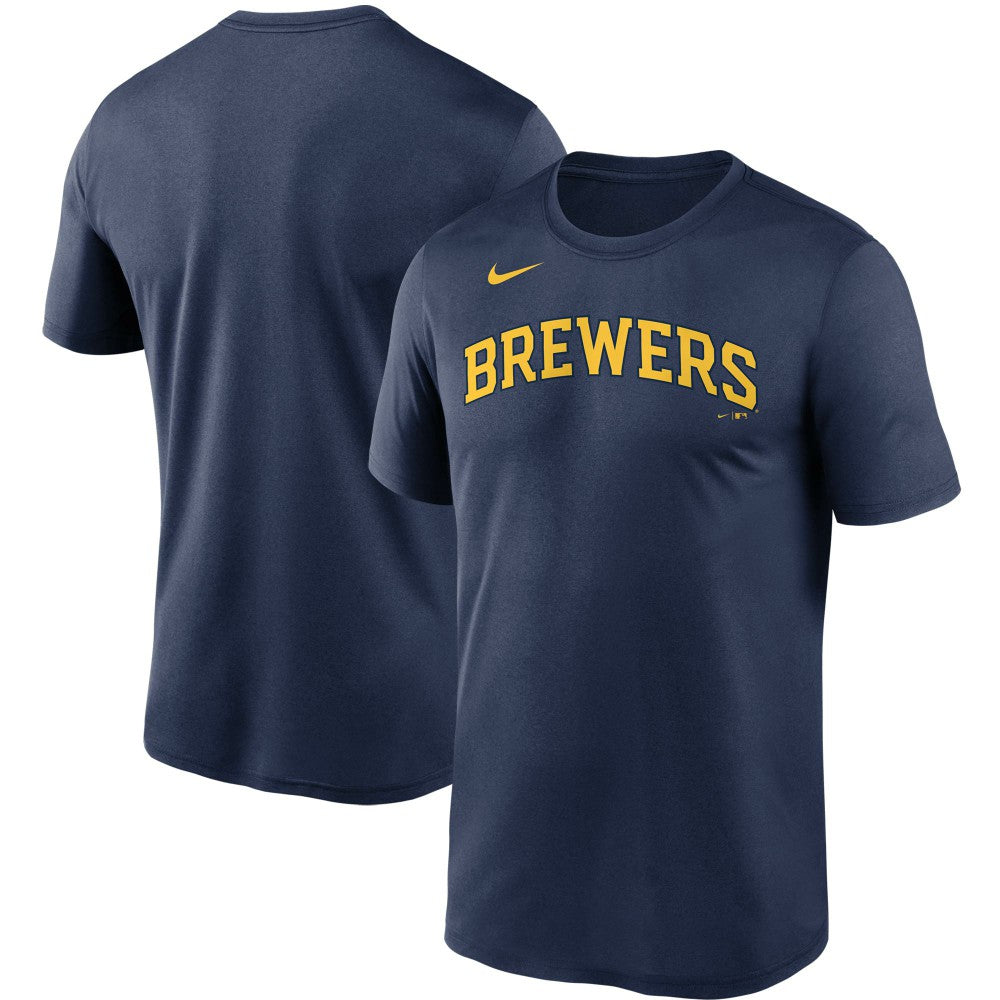 Milwaukee Brewers Wordmark Legend Performance T-Shirt Navy