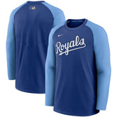 Kansas City Royals Authentic Collection Pregame Performance Raglan Pullover Sweatshirt Royal/Light Blue
