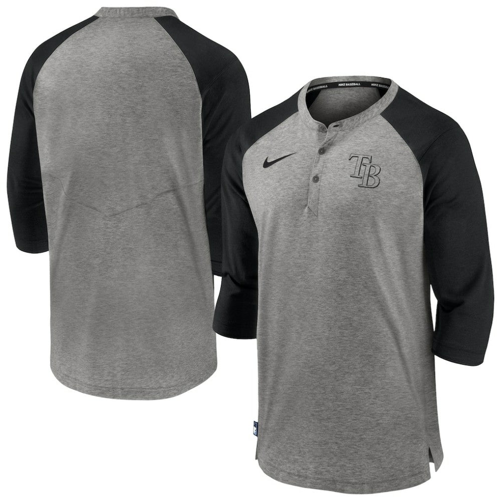 Tampa Bay Rays Authentic Collection Flux Henley Raglan 3/4-Sleeve T-Shirt Gray
