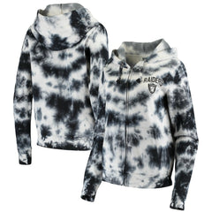 Las Vegas Raiders New Era Women's Tie Dye Fleece Full-Zip Hoodie - Black discount