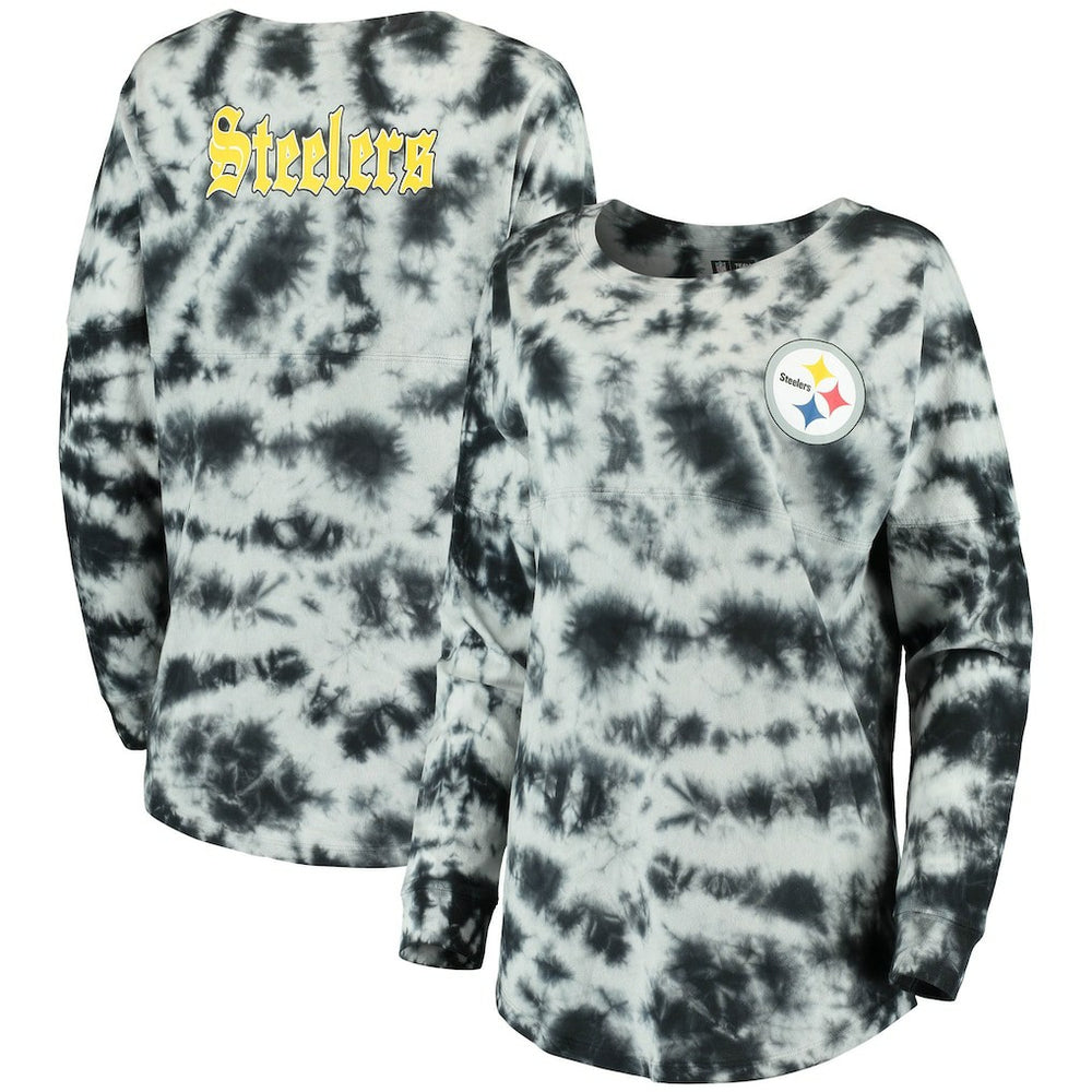 Pittsburgh Steelers New Era Women's Tie-Dye Long Sleeve T-Shirt - Black outlet
