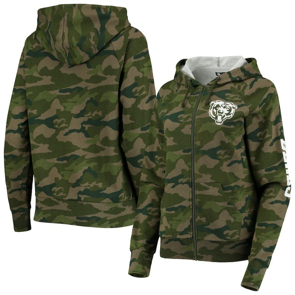 Chicago Bears New Era Women's Raglan Full-Zip Hoodie - Camo cheap