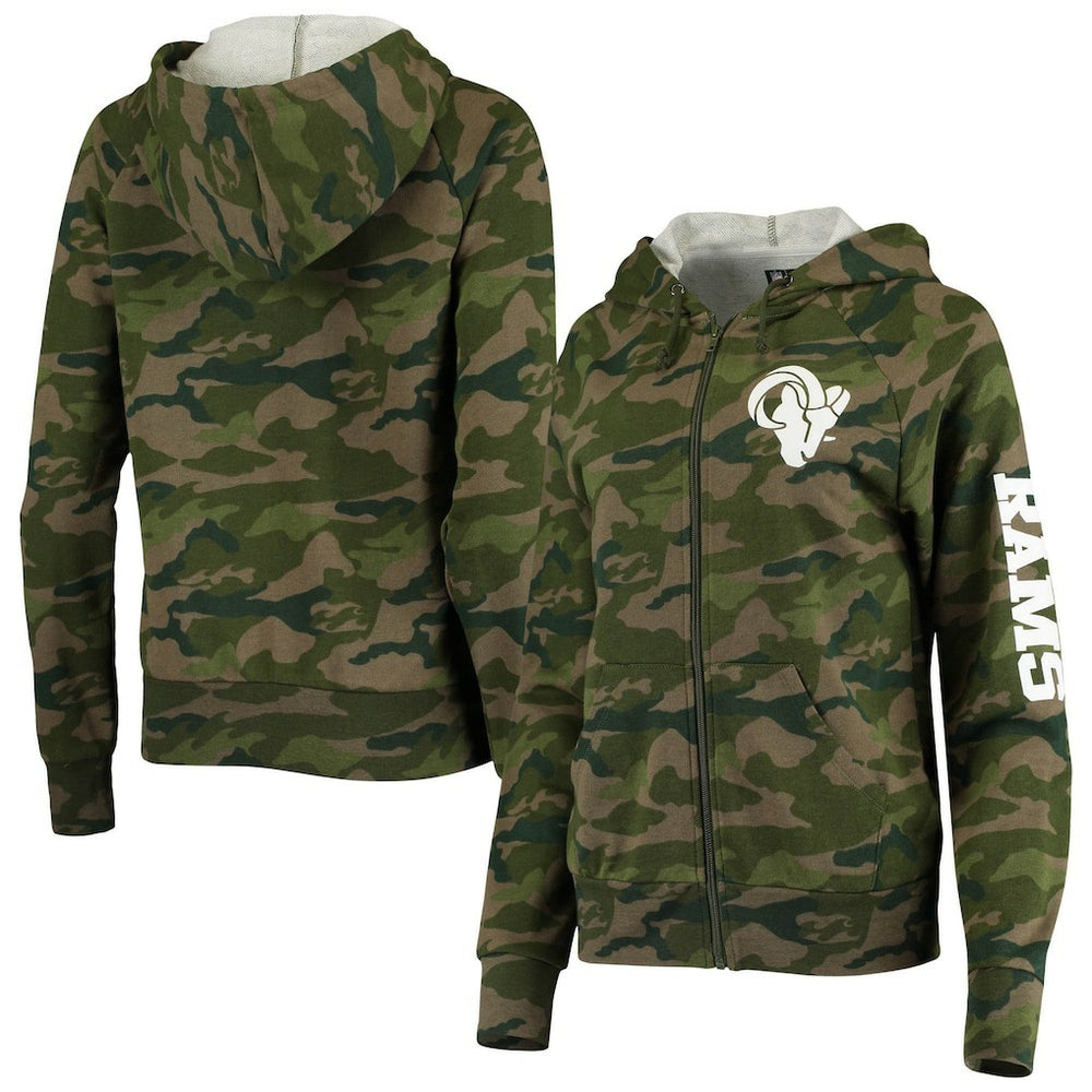 Los Angeles Rams New Era Women's Raglan Full-Zip Hoodie - Camo online