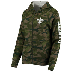 New Orleans Saints New Era Women's Raglan Full-Zip Hoodie - Camo on sale