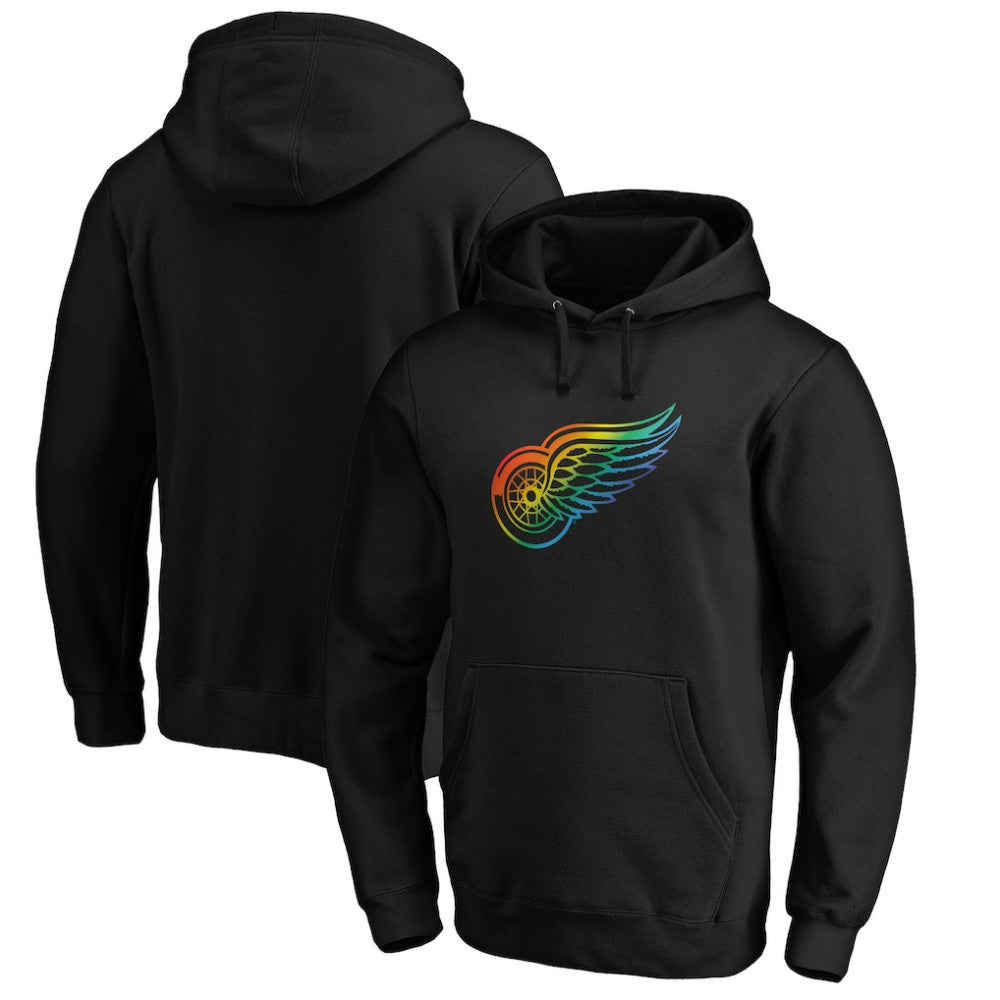 Detroit Red Wings Team Pride Logo Pullover Hoodie - Black Hoodies