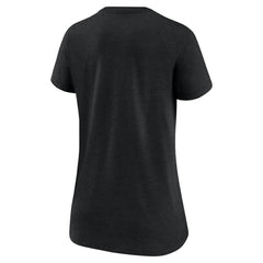 Miami Marlins Women's Authentic Collection Tri-Blend V-Neck T-Shirt Heather Black
