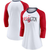 Washington Nationals Women's Color Split Tri-Blend 3/4-Sleeve Raglan T-Shirt White/Heathered Red