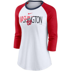 Washington Nationals Women's Color Split Tri-Blend 3/4-Sleeve Raglan T-Shirt White/Heathered Red