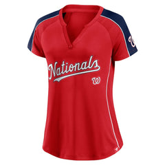 Washington Nationals Women's Lineup League Diva Raglan Notch Neck T-Shirt Red