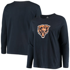 Chicago Bears Women's Plus Size Primary Logo Long Sleeve Scoop Neck T-Shirt - Navy cheap