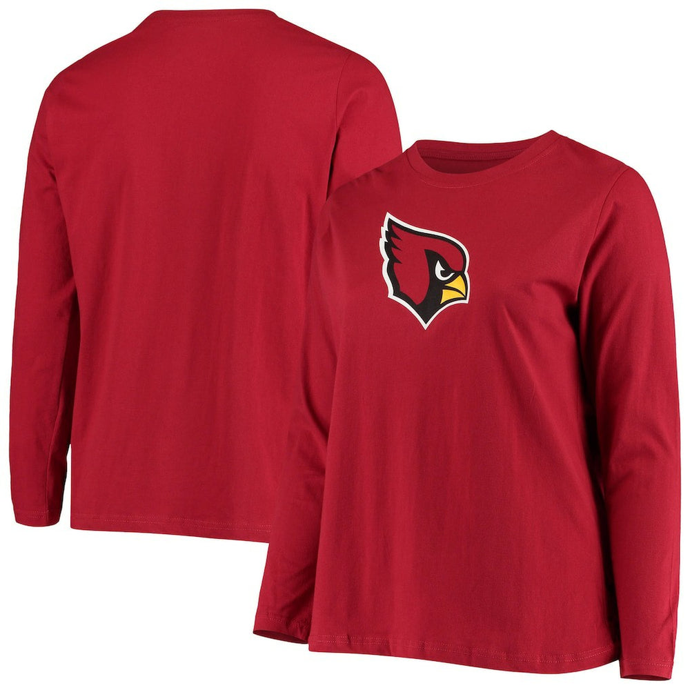 Arizona Cardinals Women's Plus Size Primary Logo Long Sleeve Scoop Neck T-Shirt - Cardinal sale