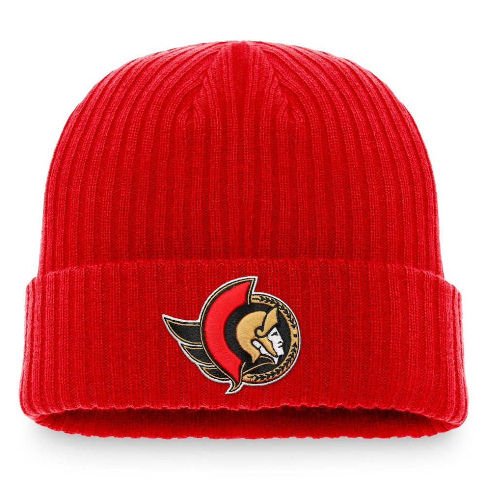 Ottawa Senators Fanatics Core Primary Logo Cuffed Knit Hat - Red Hats