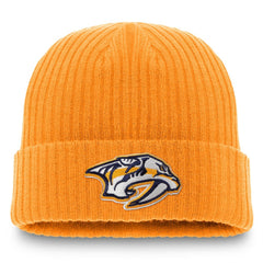 Nashville Predators Fanatics Core Primary Logo Cuffed Knit Hat - Gold Hats
