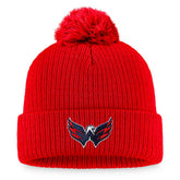 Washington Capitals Fanatics Primary Logo Cuffed Knit Hat with Pom - Red Hats