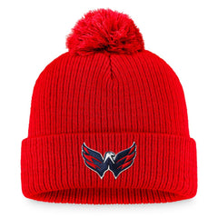 Washington Capitals Fanatics Primary Logo Cuffed Knit Hat with Pom - Red Hats