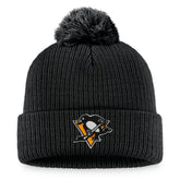 Pittsburgh Penguins Fanatics Primary Logo Cuffed Knit Hat with Pom - Black Hats