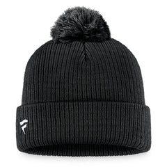 Pittsburgh Penguins Fanatics Primary Logo Cuffed Knit Hat with Pom - Black Hats