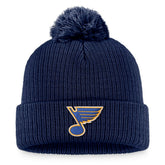 St. Louis Blues Fanatics Primary Logo Cuffed Knit Hat with Pom - Navy Hats