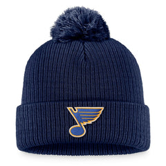 St. Louis Blues Fanatics Primary Logo Cuffed Knit Hat with Pom - Navy Hats