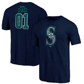 Seattle Mariners Father's Day Greatest Dad Tri-Blend T-Shirt Navy