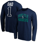 Seattle Mariners Father's Day #1 Dad Long Sleeve T-Shirt Navy