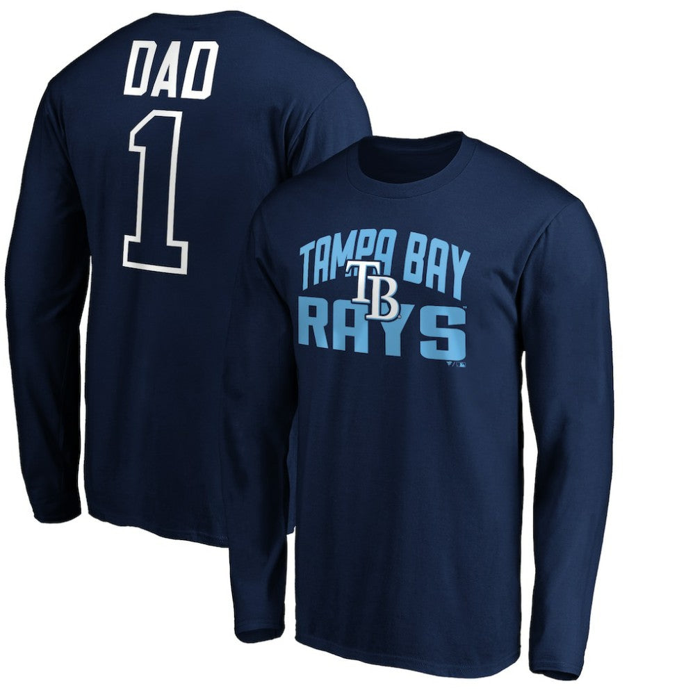 Tampa Bay Rays Father's Day #1 Dad Long Sleeve T-Shirt Navy