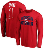 Washington Nationals Father's Day #1 Dad Long Sleeve T-Shirt Red