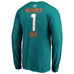 Miami Dolphins #1 Dad Long Sleeve Team Logo T-Shirt - Aqua on sale
