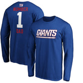 New York Giants #1 Dad Long Sleeve Team Logo T-Shirt - Royal outlet